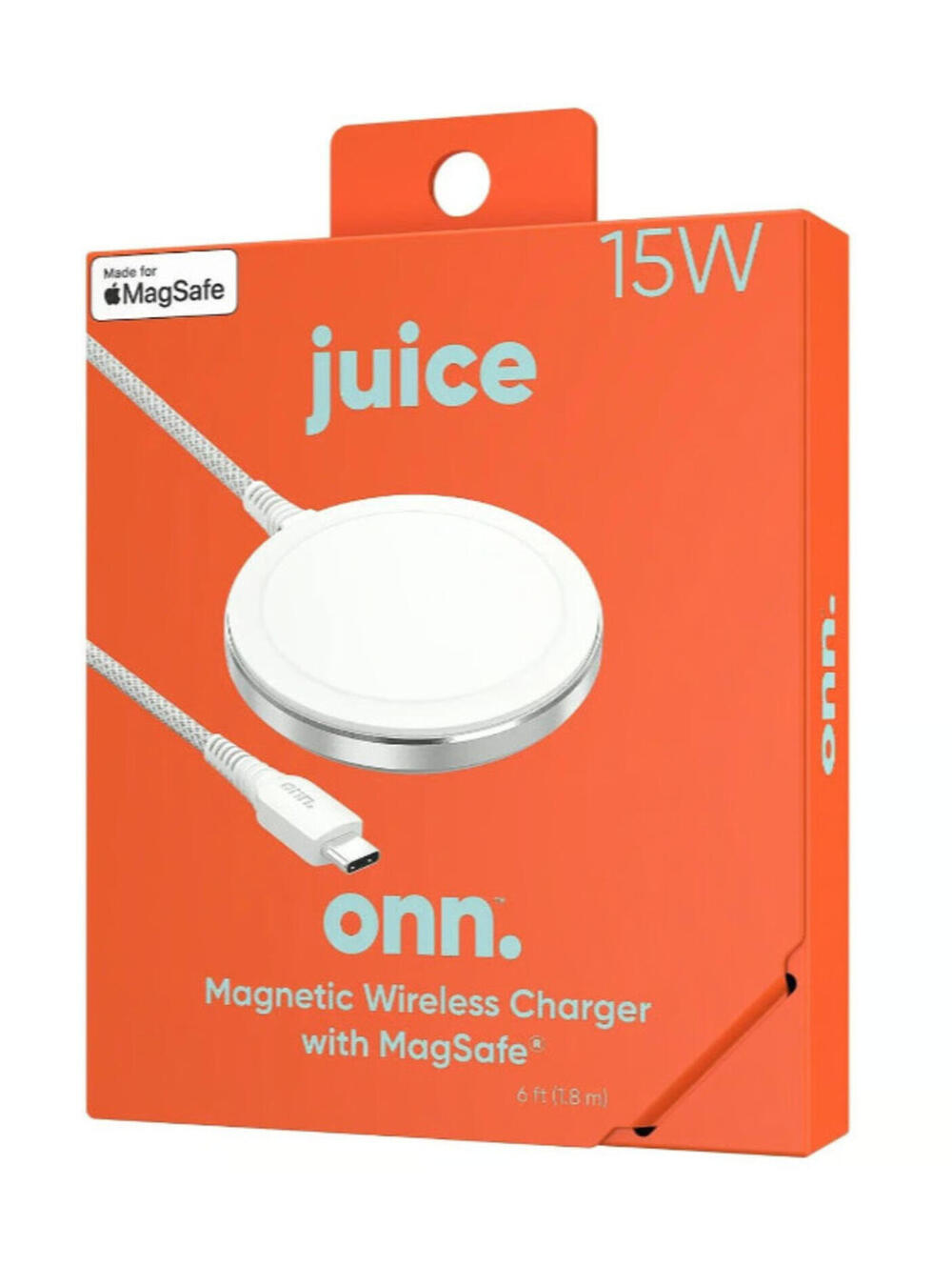 Onn Magsafe Universal Fast Charger 15W Mag Safe USB-C Cable 6 Ft Braided new